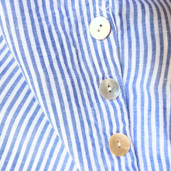 J.Jill Love Linen Blue Striped Sleeveless Button-Front Tunic Top – Size S - Picture 3 of 9
